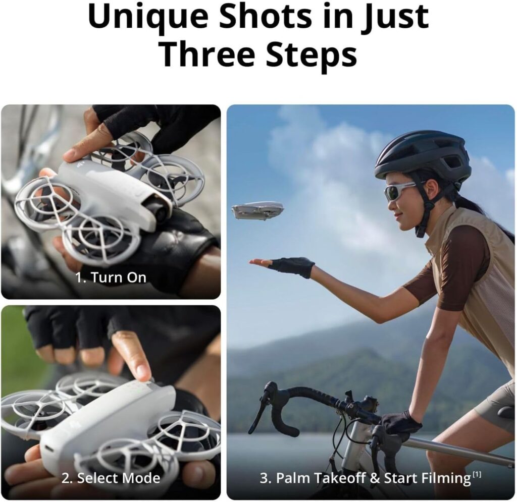 a person on a bicycle with a drone